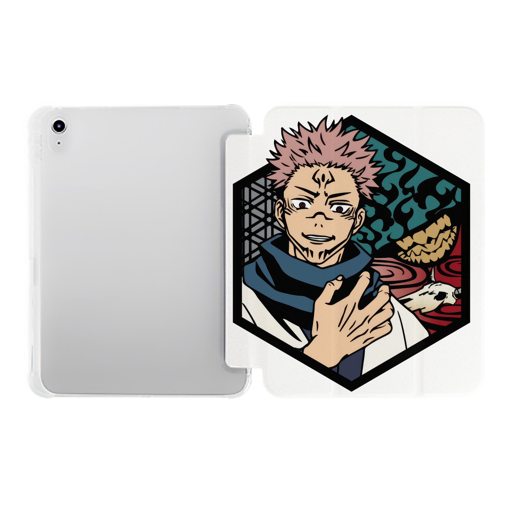 （画像用） 呪術廻戦 Jujutsu Kaisen IPad ケース ペン収納付き 三つ折りスタンド PUレザー×シリコン 対応機種9.5/10.5/10.9インチ